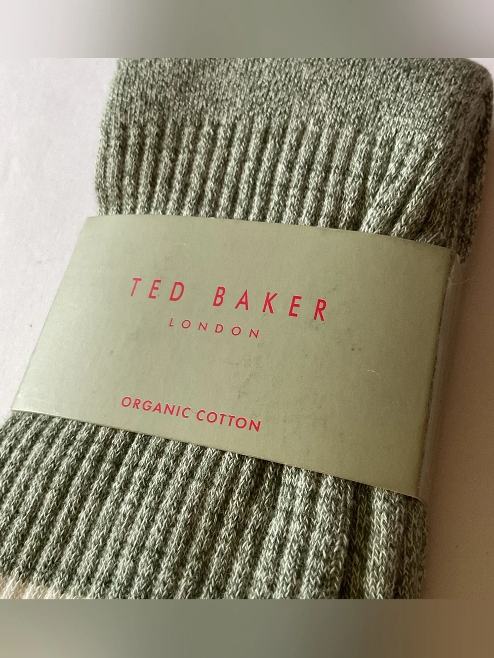 TED BAKER LONDON MENS COTTON TWISTED YARN RIBBED SOCKS GREEN OS NWT